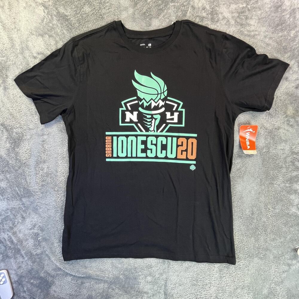New York Liberty Shirt Adult Large Black WNBA Basketball Sabrina Ionescu 20 Tee